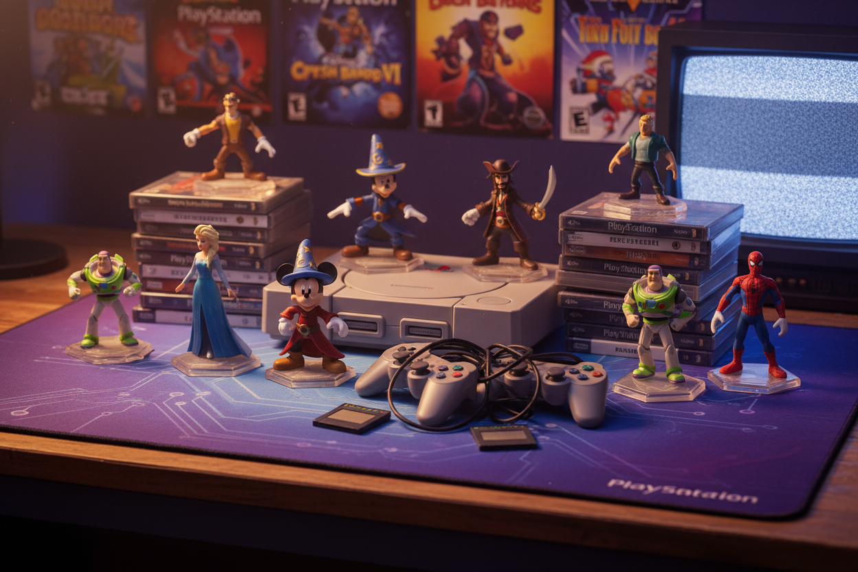 disney infinity figures and retro gaming, playstation